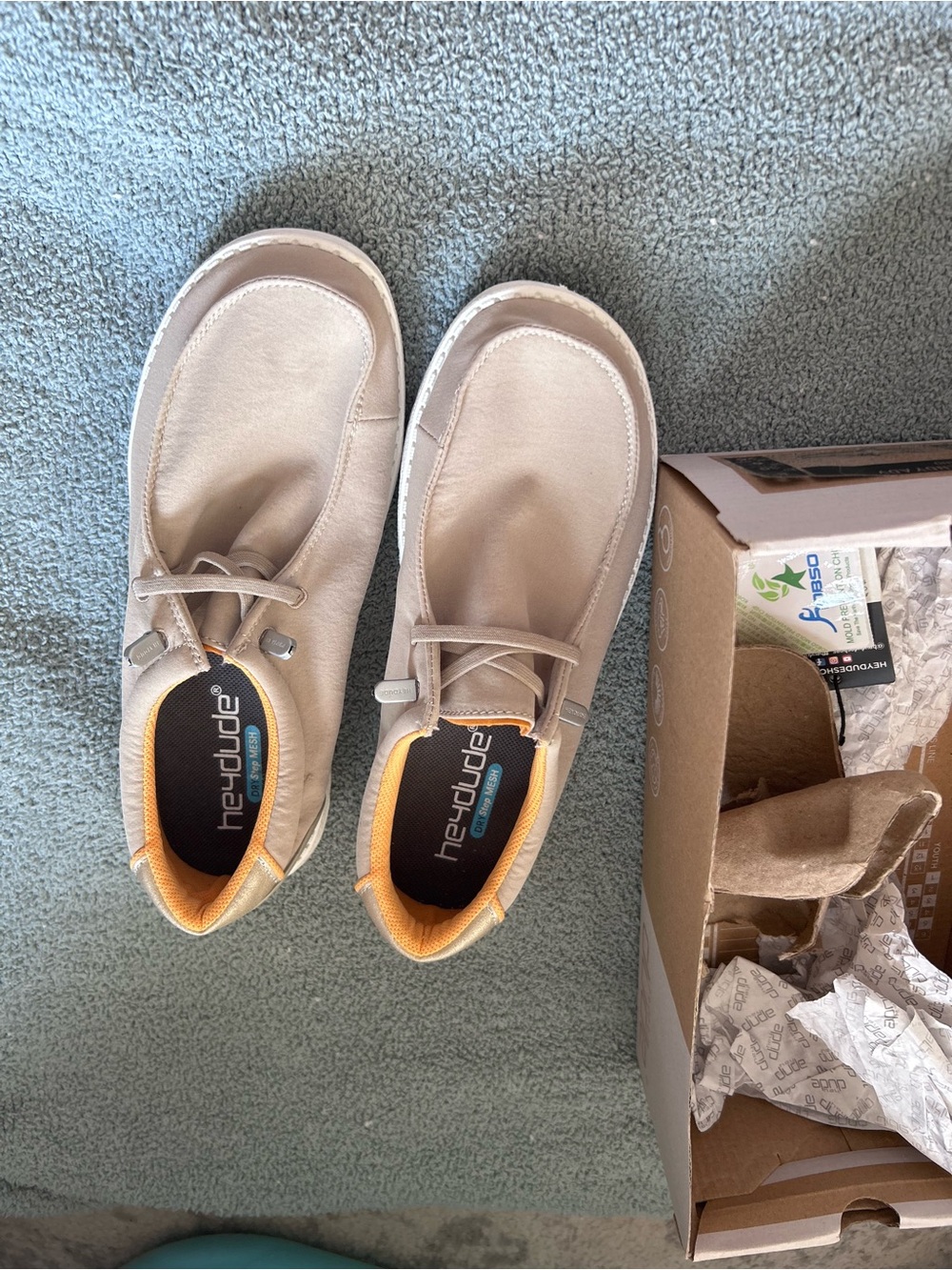 Hey Dude Beige Slip-On Casual Shoes with Orange Lining